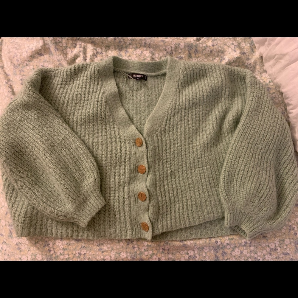 Sage Green Oversized Button-up Sweater